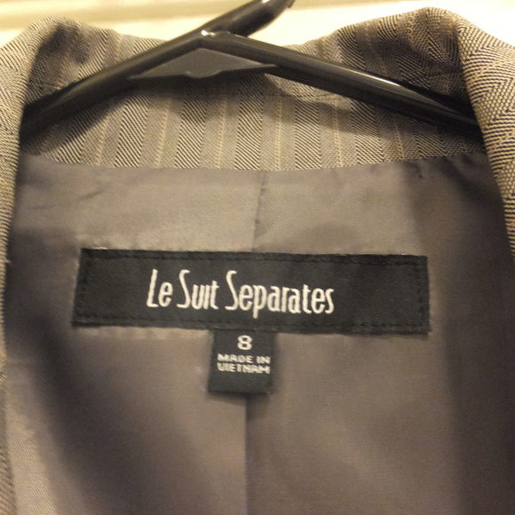 Gray Blazer with Cream and Gray Pinstripes - Picture 7 of 8