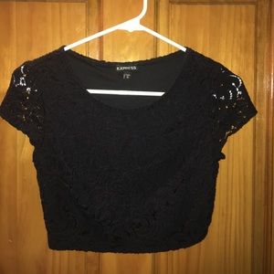 Black lace crop top
