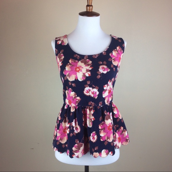 Anthropologie Tops - Anthropologie Cut Out Floral Peplum Top