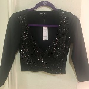 NWT BeBe Black sequin crop top - medium