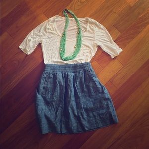 Ann Taylor Loft chambray pull on skirt BNWT