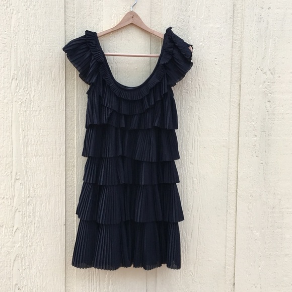 White House Black Market Black Ruffle Dress - Picture 3 of 3