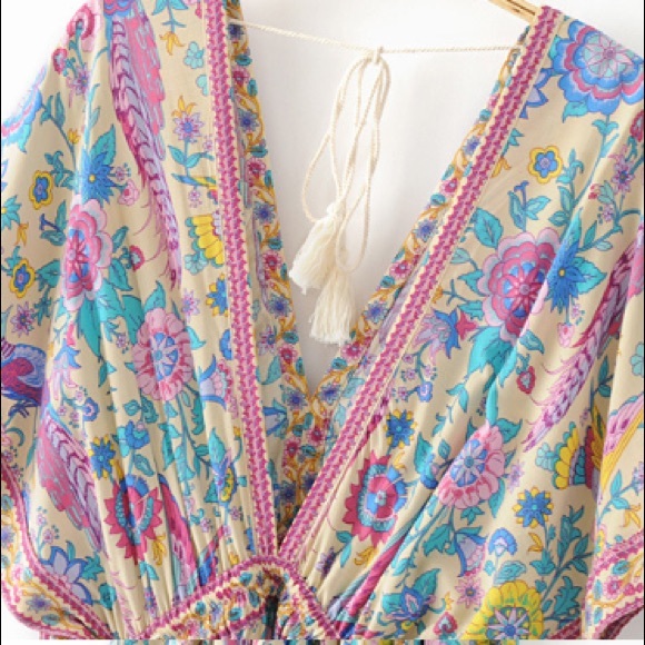 🎉HP🎉 Lovebird Half Moon Gown Maxi DRESS Floral - Picture 5 of 7