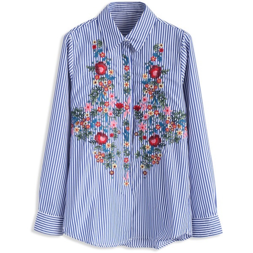 Chicwish button up embroidered top