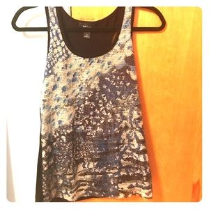Blue and black sequin tank