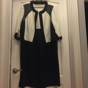 Studio One 22w navy and white dress w jacket NWT