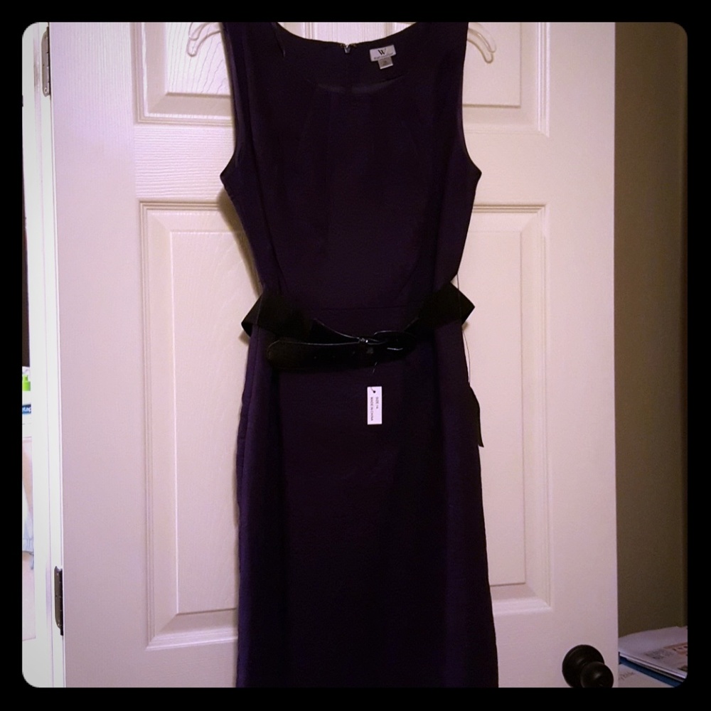 Worthington sleeveless purple belted dress