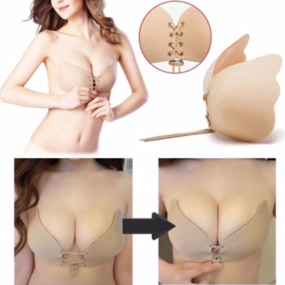 Nude adjustable sticky Adhesive Push Up Bra NWOT