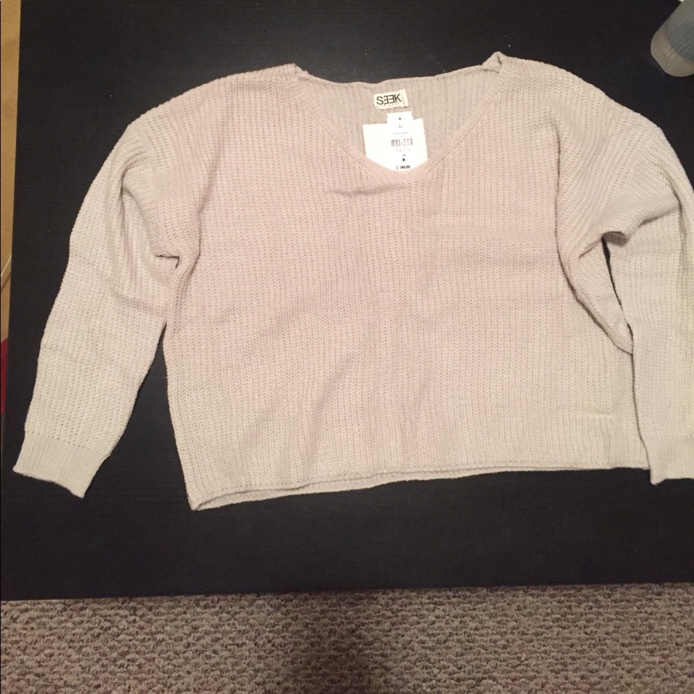 Beige, knitted, boxy sweater