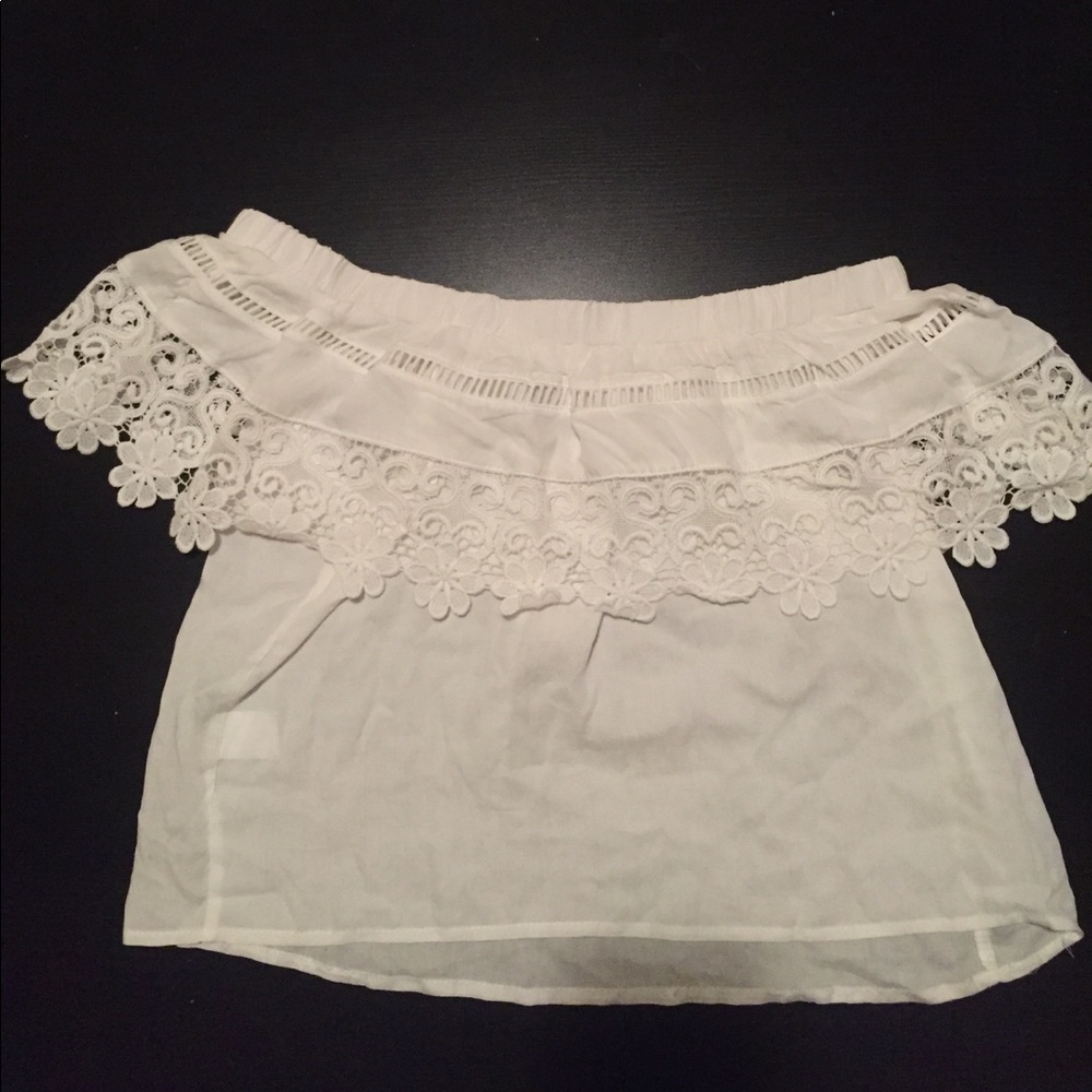 Off the shoulder white shirt