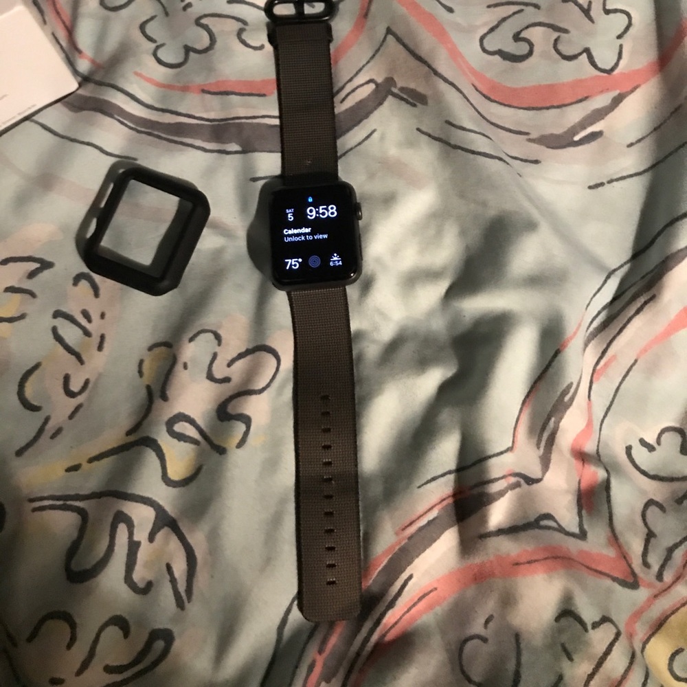Apple Watch 42 mm black sport with charger & stand