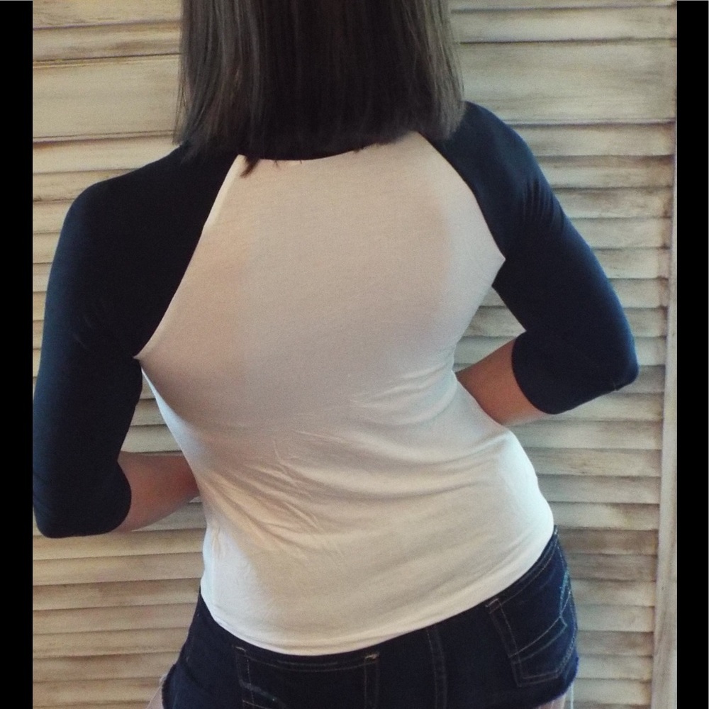 Raglan Sporty Baseball Football Jersey Black 1417 - Picture 3 of 3