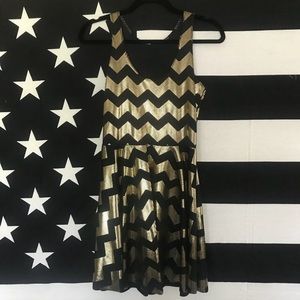 Blackmilk gold zig zag reversible skater dress