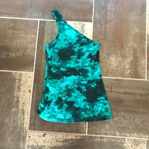 Lululemon Green Print One Shoulder Tank Size 2
