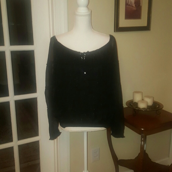 White House Black Market Tops - Black sparkle WHBM sheer blouse size M