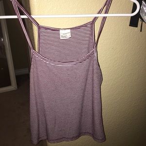 Ribbed Maroon and White Tank Top