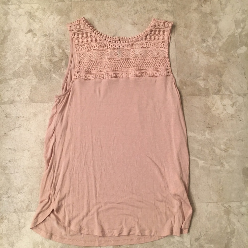 Blush pink, high neck , H&M crochet tank top!