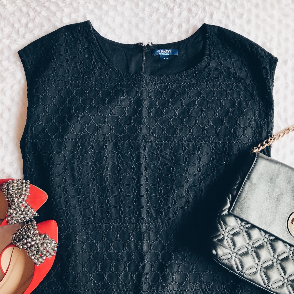 ❌SOLD❌ Old Navy - Black Eyelet Cotton Dress