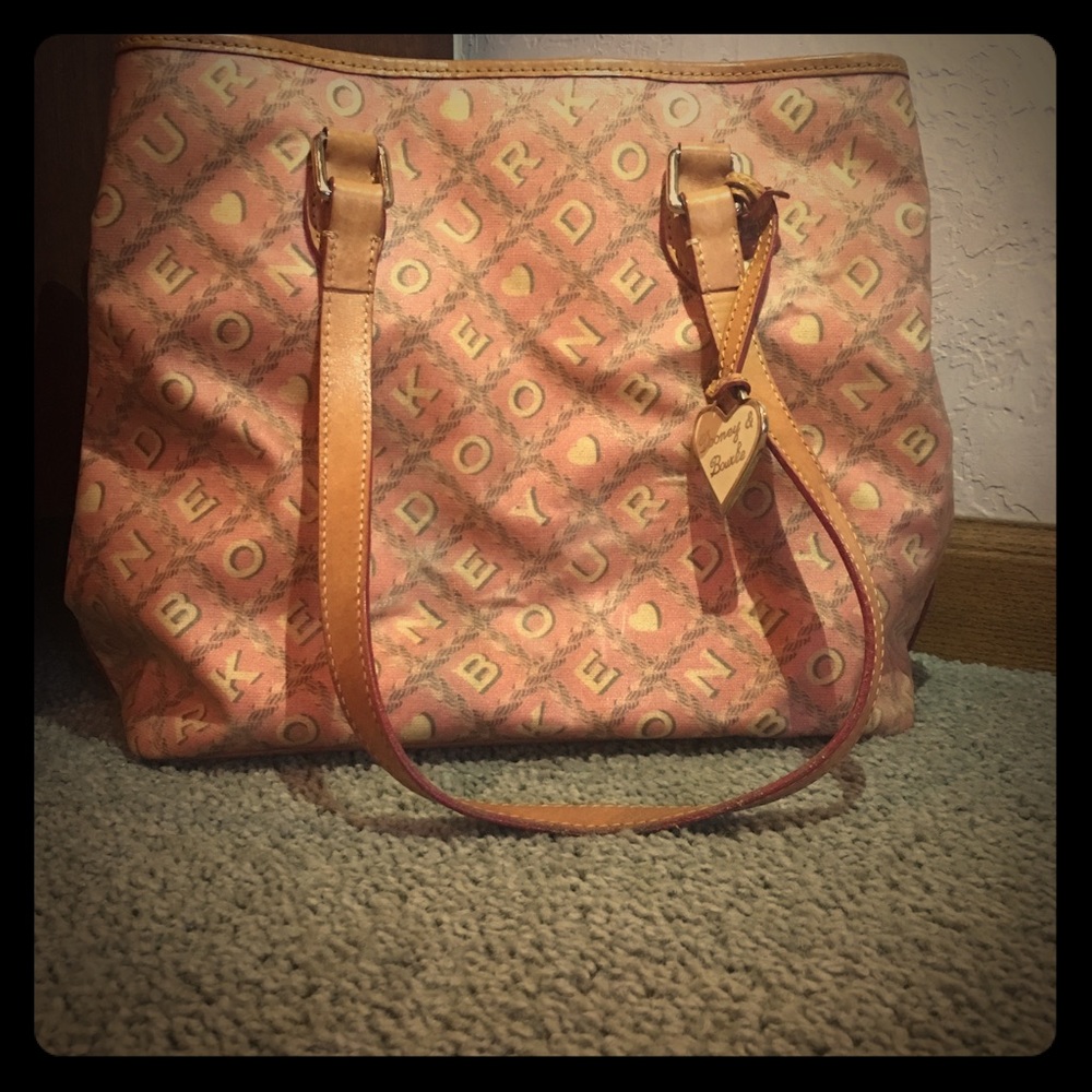 Pink Dooney Bourke crossword handbag