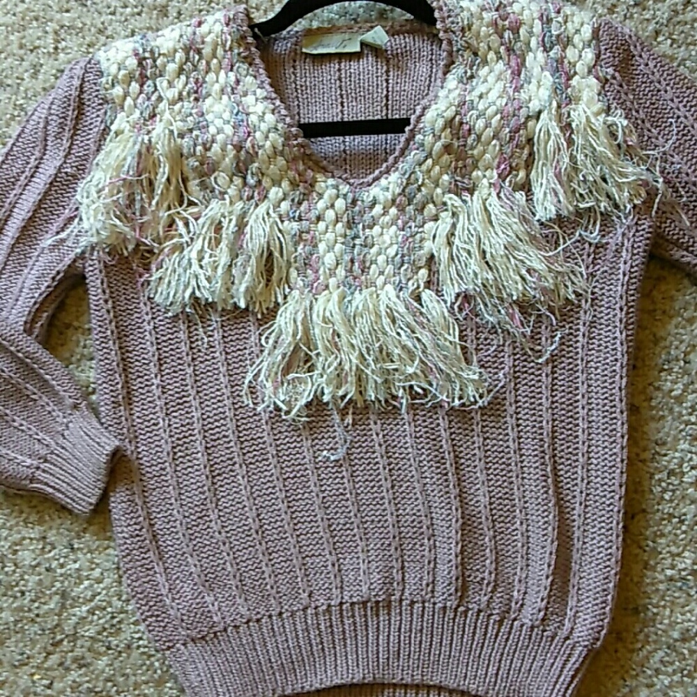 Beautiful unique sweater with fringe details