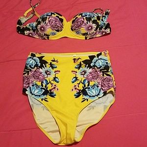 Yellow high waisted swimsuit