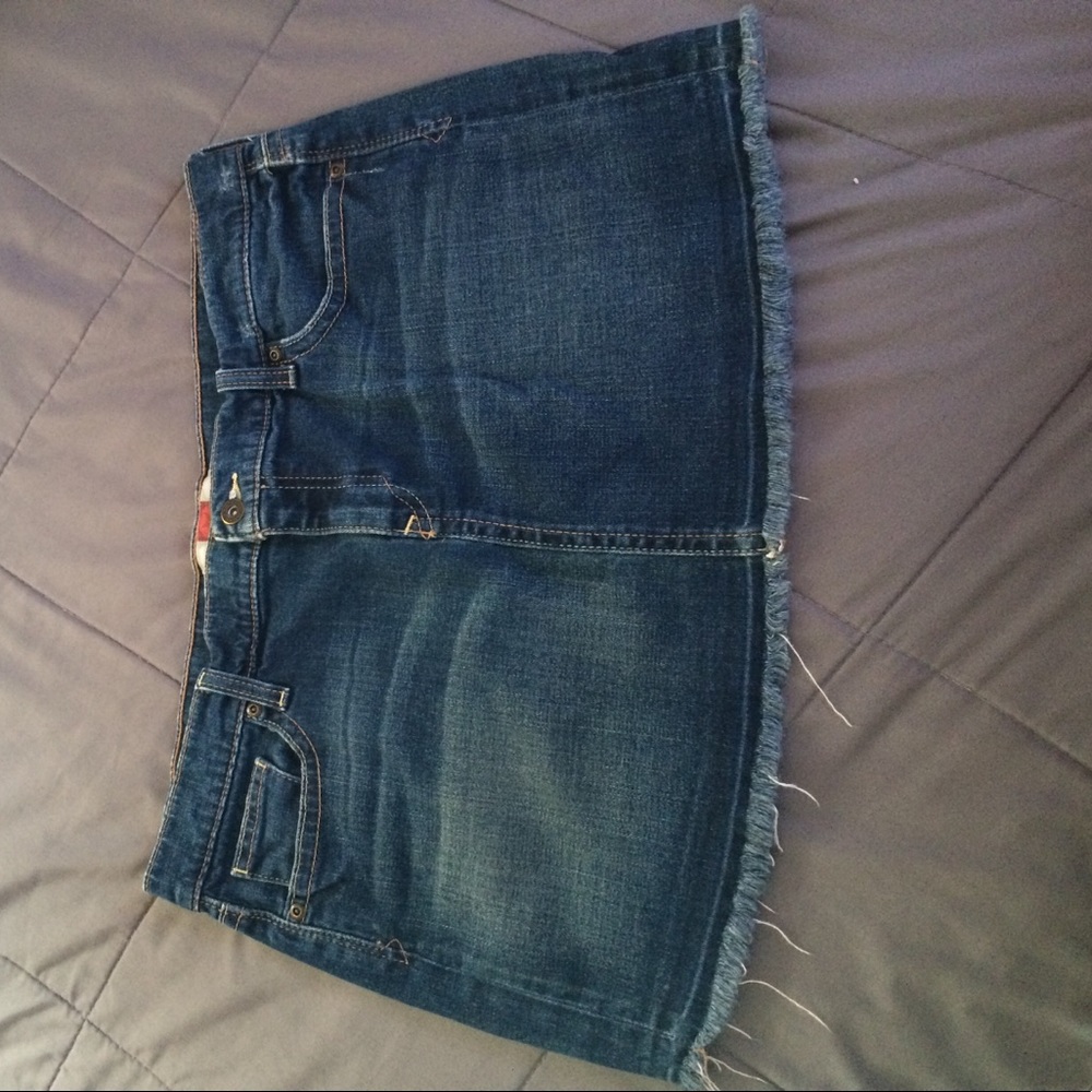 Denim Ultra Low Waist Skirt