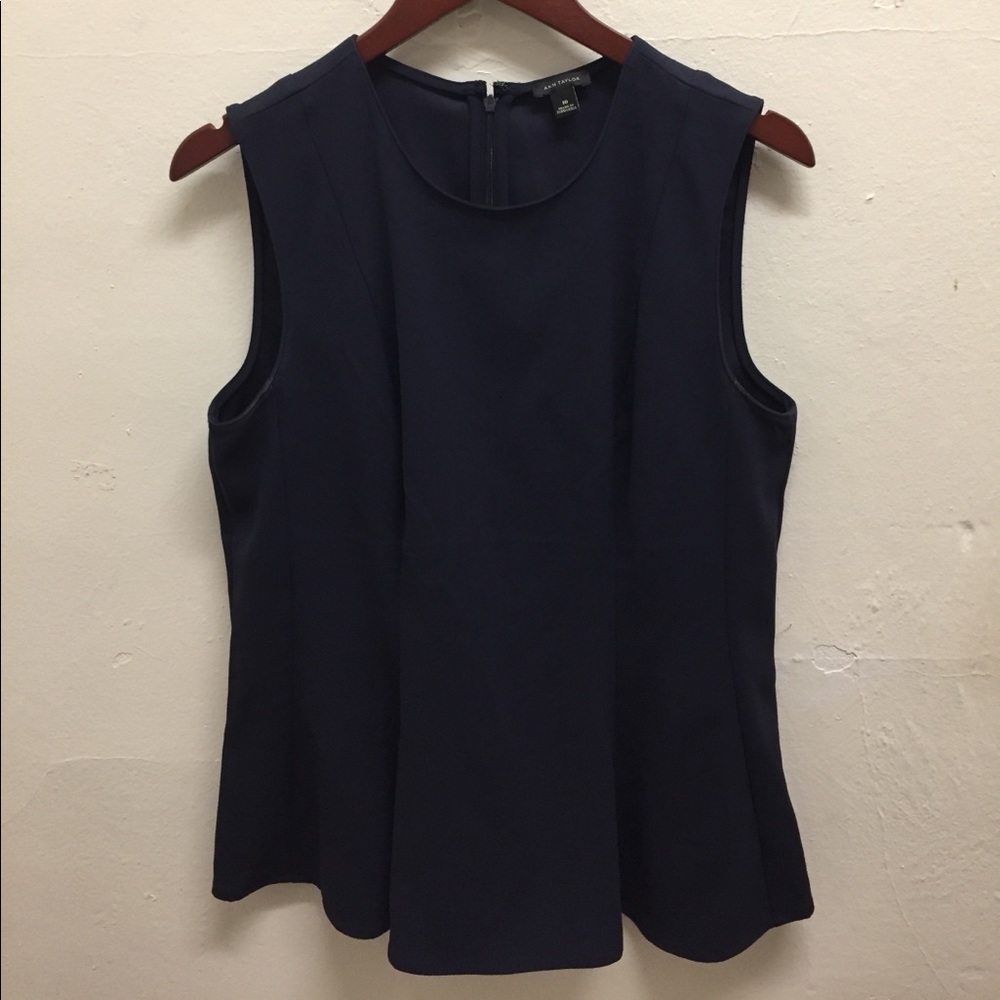 Ann Taylor peplum flare navy top