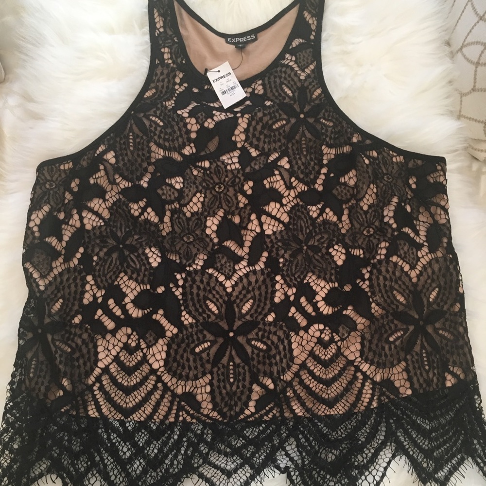 Express Black Lace Top