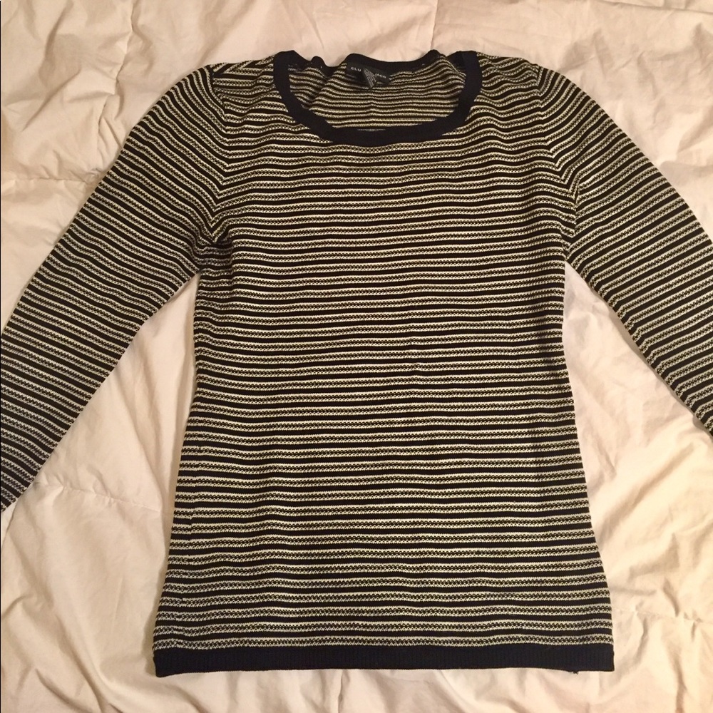 Club Monaco black and white stripe top