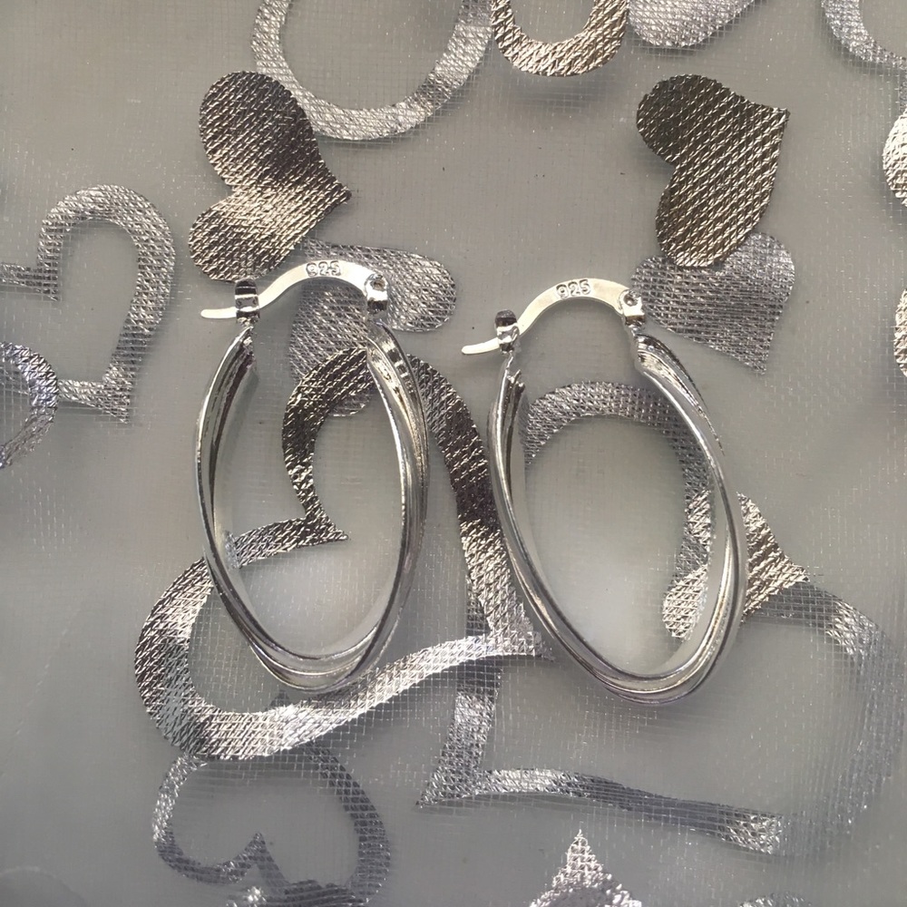 Sterling Silver Oval Hoop Earrings