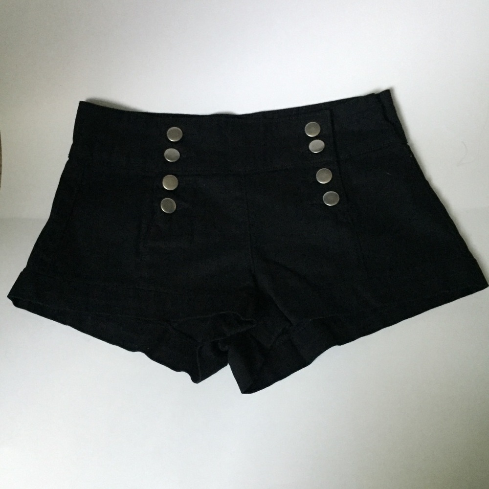 ***SOLD*** High-Waisted Black Button Up Shorts