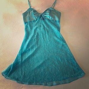 Light Blue Satin & Chiffon Chemise Slip