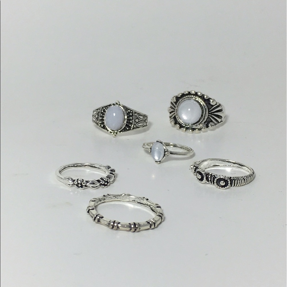 6-pc midi ring set Tibetan silver