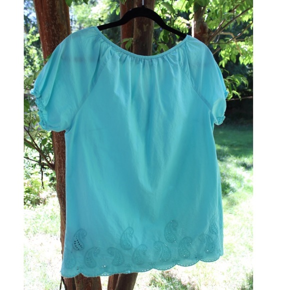 NWOT: Tommy Hilfiger Aqua Blue Embroidered Blouse - Picture 2 of 8
