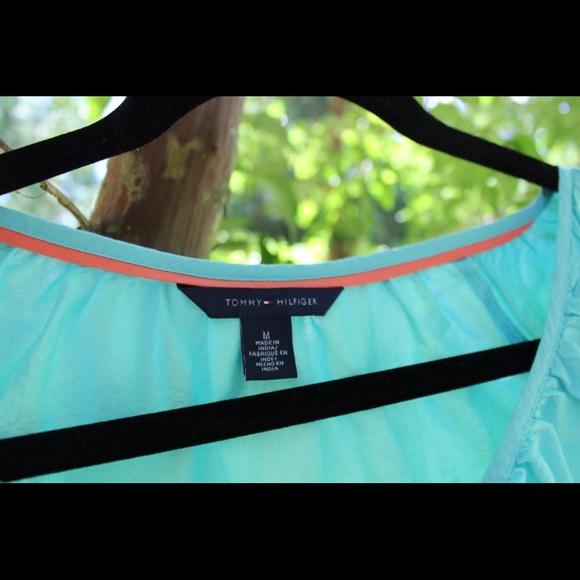 NWOT: Tommy Hilfiger Aqua Blue Embroidered Blouse - Picture 3 of 8