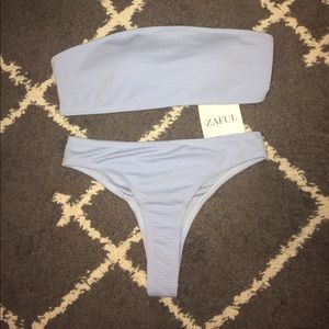 Zaful High Leg Bandeau Bikini Set