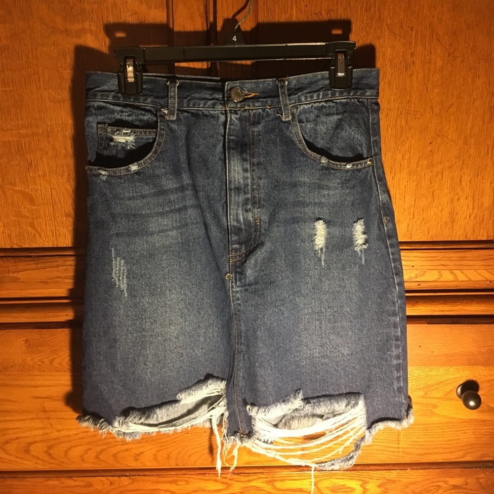 High waisted jean skirt