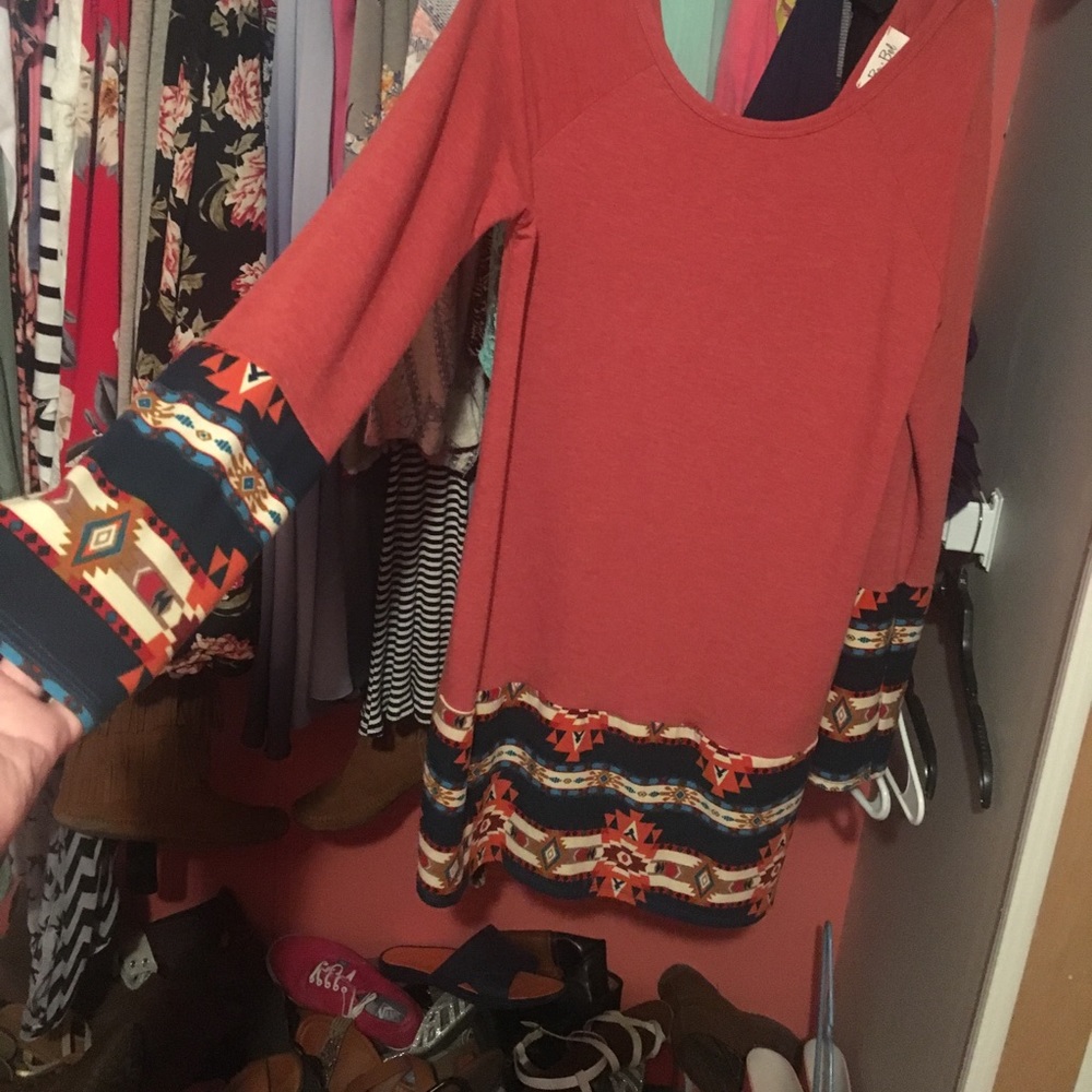 orange aztec bottom long shirt