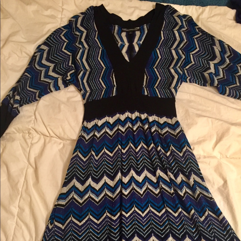 Express metallic blue sweater dress