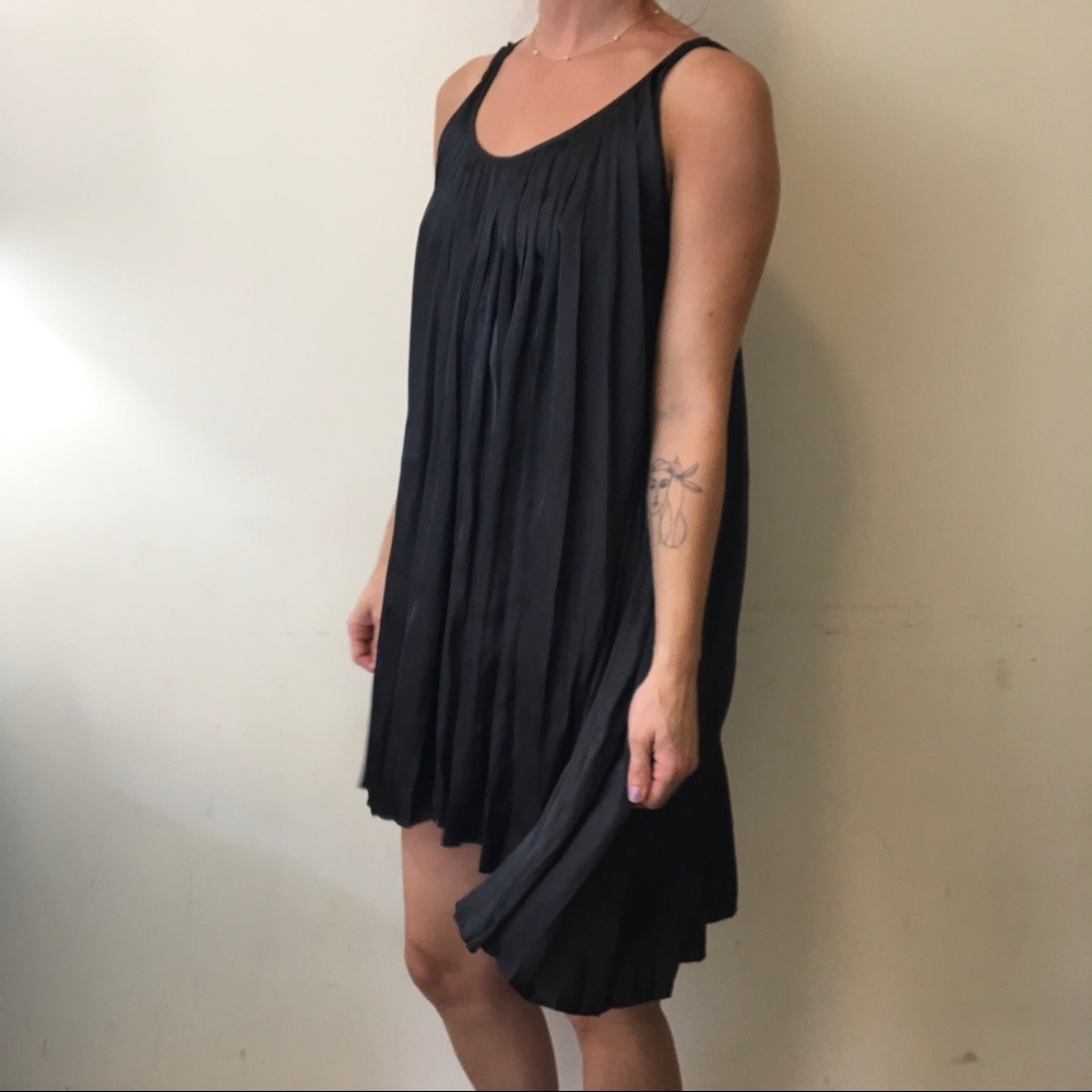Calypso Charcoal Pleated Asymmetrical Dress - Picture 2 of 7