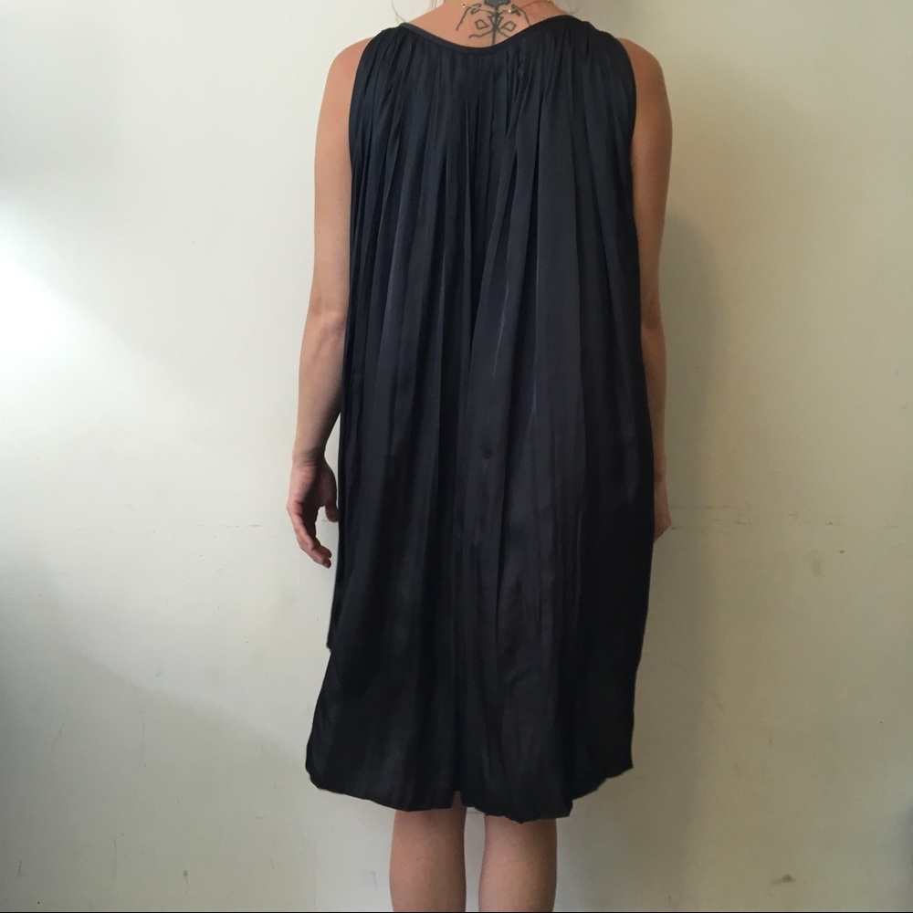 Calypso Charcoal Pleated Asymmetrical Dress - Picture 3 of 7