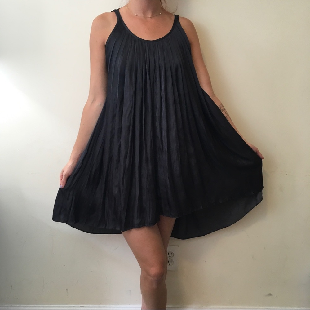 Calypso Charcoal Pleated Asymmetrical Dress - Picture 5 of 7