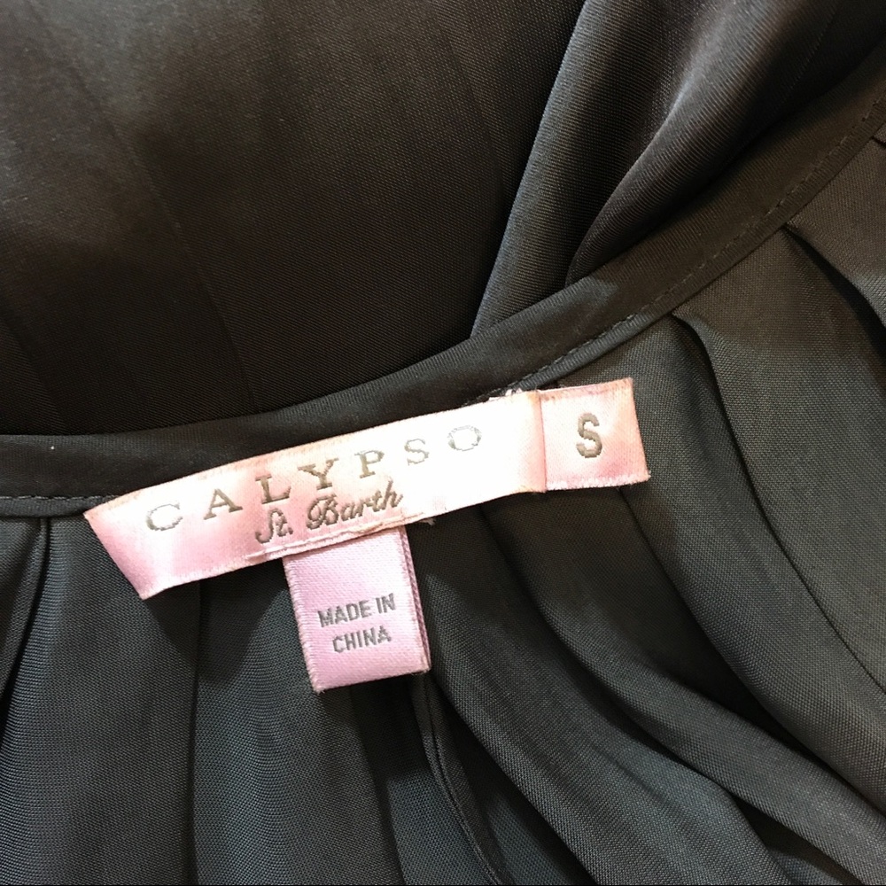 Calypso Charcoal Pleated Asymmetrical Dress - Picture 6 of 7