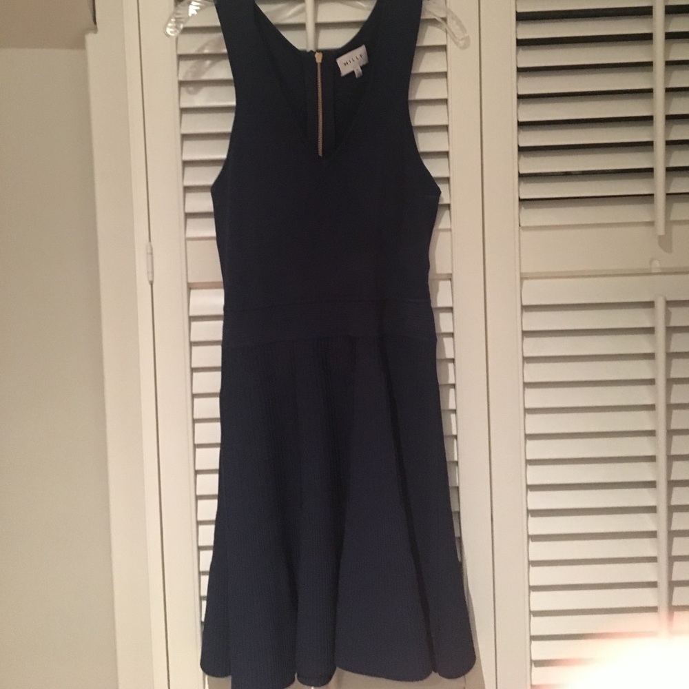 Milly navy fit and flare dress.