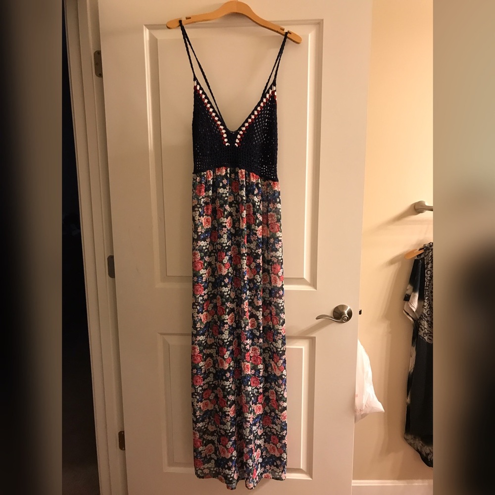 Crochet & Floral Maxi Cover Up
