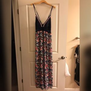 Crochet & Floral Maxi Cover Up