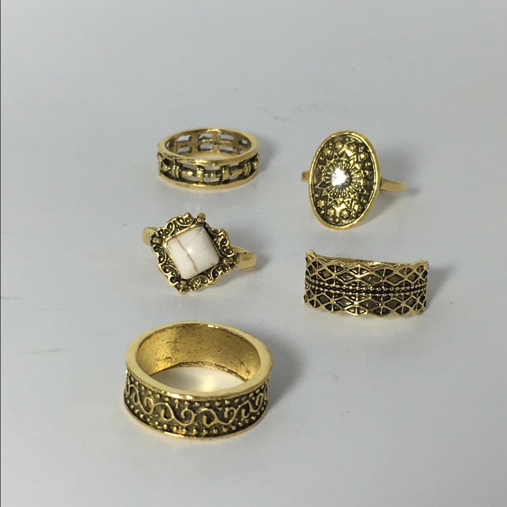 5-pc gold midi ring set
