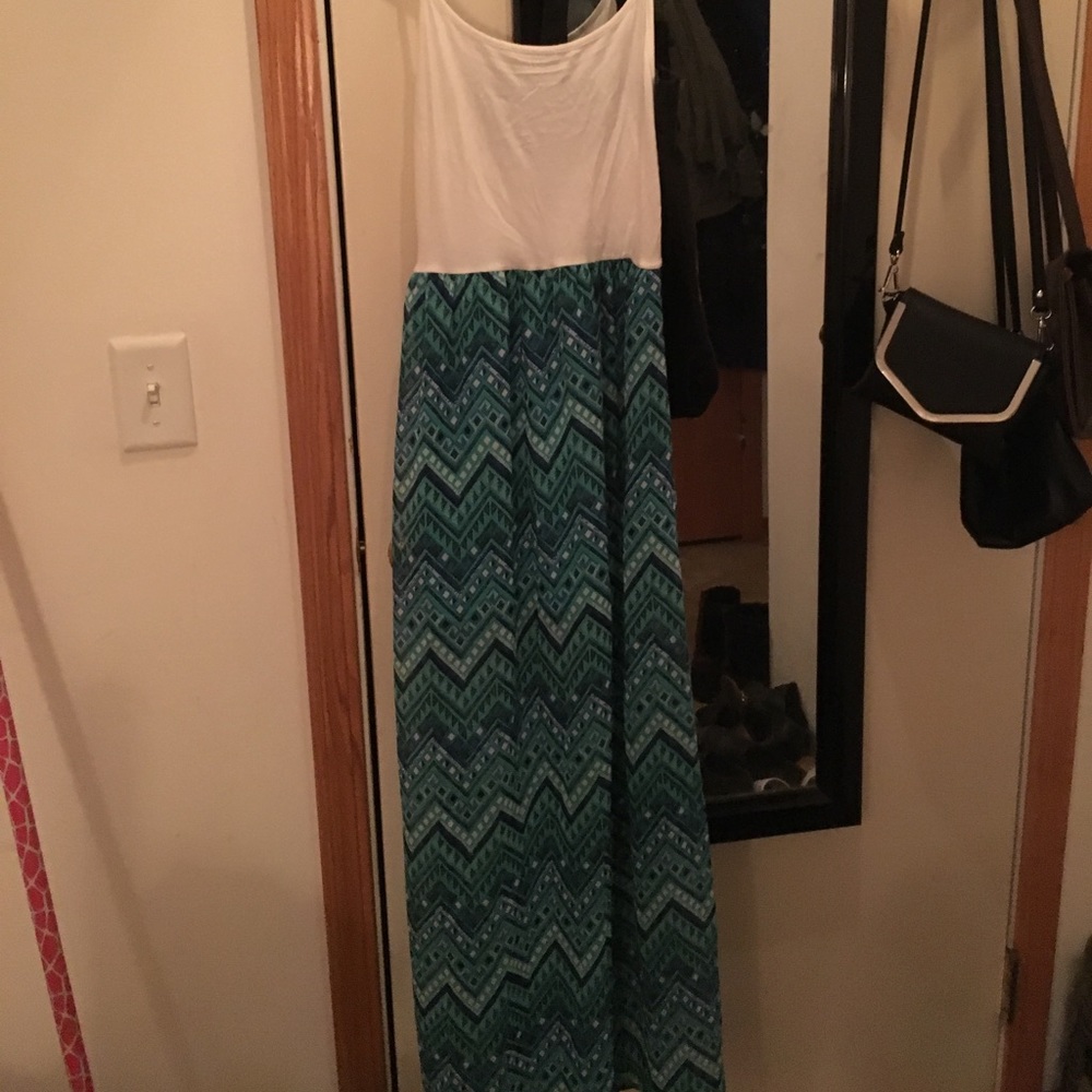 White and blue dress.