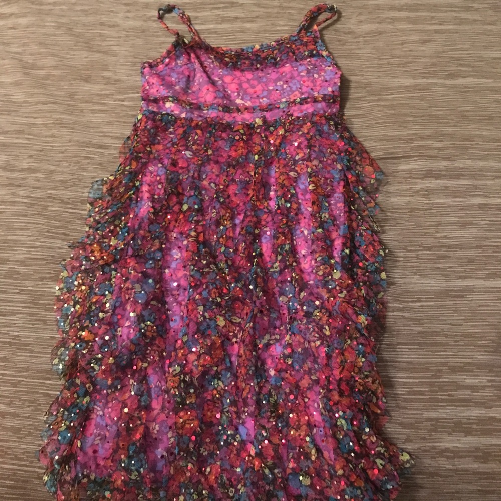 Justice sparkly floral ruffle dress