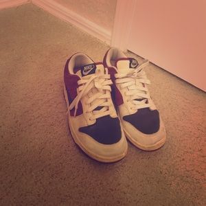 Nike dunks maroon black and cream